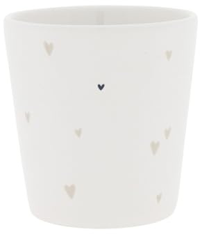 Bastion Collections Becher ohne Henkel Hearts Natural Herzen weiß beige 300ml