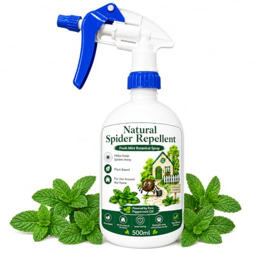MOOMINT Natural Spider Repellent Spray 500ml – Fresh Mint Botanical Spray with Peppermint Oil – Plant-Based Formula for Use Around Windows, Doors, Skirting Boards & Corners