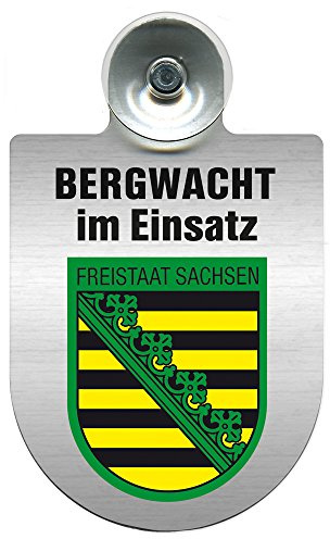 Einsatzschild mit Saugnapf - Bergwacht im Einsatz - incl. Regionenwappen nach Wahl 393807 Farbe Region Freistaat Sachsen