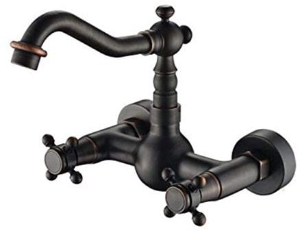 Pastorale Europäische Wasserhahn - Wand Waschbecken Messing Schwarz Bronze Antike Wandbehang Badewanne
