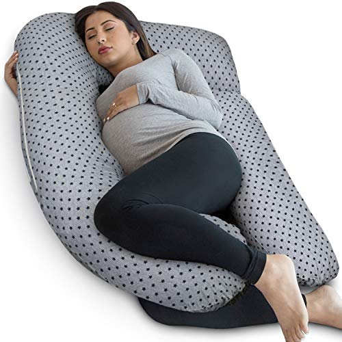 PharMeDoc Schwangerschaftskissen Mit Jersey-Bezug, U-Förmiges Ganzkörperkissen Pregnancy Pillow with Jersey Cover, U Shaped Full Body Pillow