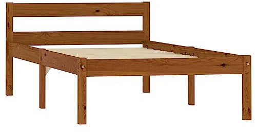 vidaXL Kiefernholz Massiv Bettgestell Holzbett Einzelbett Futonbett Massivholz Bett Bettrahmen Lattenrost Schlafzimmerbett 100x200cm Honigbraun