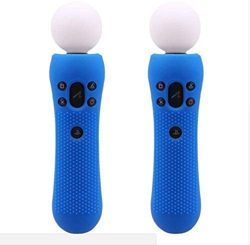 Rutschfeste Silikon-Gummi-Schutzhülle, Ersatz für PS4 VR Move PS Move Motion Controller, Blau, 2 Stück