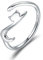 Ategazza Damen Ring Katze 925 Sterling Silber Offener Verstellbarer Ring mit Süßem Design GA01 (Silber1)