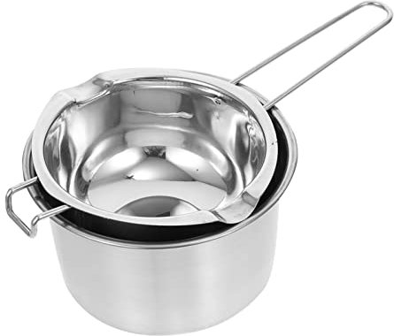Sewroro 2 Pack Double Boiler Pot Set Chocolate Melting Pot with Stainless Steel Boiling Water Pot for Melting Chocolate Candy Candle Soap Wax (600ml)