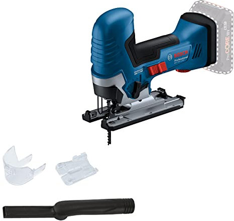 Bosch Professional 18V System Akku Stichsäge GST 18V-125 S (ideal für Kurven- und Abschnitte, SDS-Sägeblatthalter, inkl. 1x Stichsägeblatt, Absaug-Set)