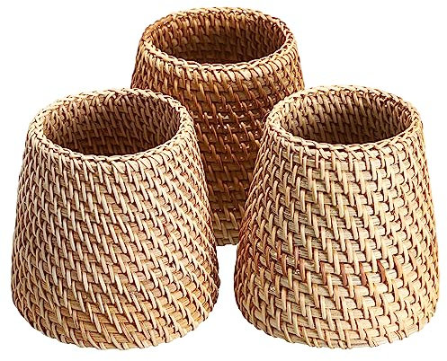 BSTKEY Stiftehalter aus Rattan, handgefertigt, gewebt, für Schreibwaren, Stiftehalter, Kosmetikpinsel, Topfständer (kegelförmig), 3 Stück