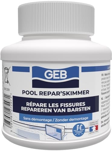 GEB Réparation skimmer de piscine, buse de refoulement, bonde de fond et toutes pièces en ABS - Pot 125 ml - Répare des fissures jusqu'à 5 mm : la fin des fuites !