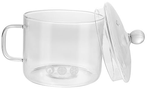 PRETYZOOM Glass Saucepan Simmer Pot for Pasta Soup Food Lid and Handle Stovetop Pot