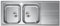 EVHOC Lavello Cucina Sopratop AURA L, 2 Vasche a Sinistra con Gocciolatoio, Lavandino in Acciaio Inox con Finitura Satinata, Piletta Inclusa, Made in Italy, 116x50 cm