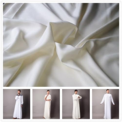 CISULI 10 Pond Boski Seide Stoff Breite 90cm Reines Seidenmaterial Für Arabische Muslimische Robe Seidenstoff Meterware (Seide Baumwolle, 1 Meter/Packung)
