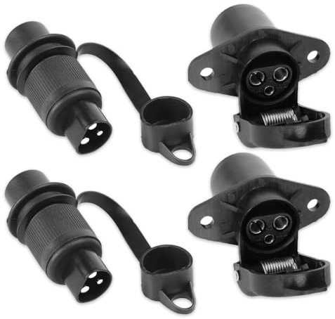 Wzhtuzi 2 Stück Anhänger Stecker,Steckdose 3-Polig, 3-PIN Wasserdichter Steckverbinder, KFZ Anhänger Stecker Steckdose 3 polig Satz, 3 poliger stecker 12v Traktor, Landmaschinen Stecker 3pol