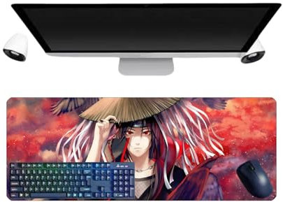 Japanese Uchiha Itachi Anime Large Tapis de Souris, 800 x 300 x 3mm, Bureau Anti-Glissant Surface Texturée pour Ordinateur pour Ordinateur Gamer-Bureau-Maison et Portables