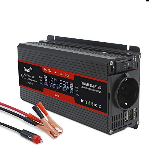 Convertisseur 12v 220v,Transformateur 12v 220v Affichage 5000W Power Inverter DC 12V 220V Onde sinusoïdale modifiée Solaire 2 Voiture Transformateur USB Convert Socket Noir