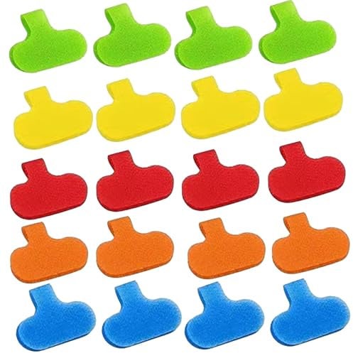 Jimkply Pack of 20 Cable Labels, 16 x 38 mm Cable Labels, Writeable Cable Labelling, Reusable Cable Management Labels for Cable Management and Labelling (5 Colours)