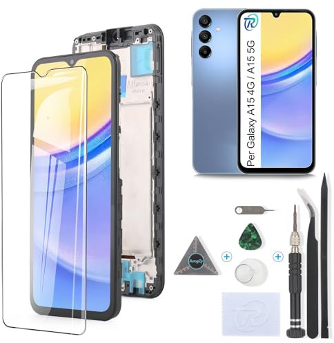 RongZy Écran LCD pour 6.5 Samsung Galaxy A15 4G A155F Écran De Remplacement pour Samsung Galaxy A15 5G A156B Écran LCD Numériseur Tactile Panneau Assemblé De Réparation avec Outils(Noir avec Cadre)