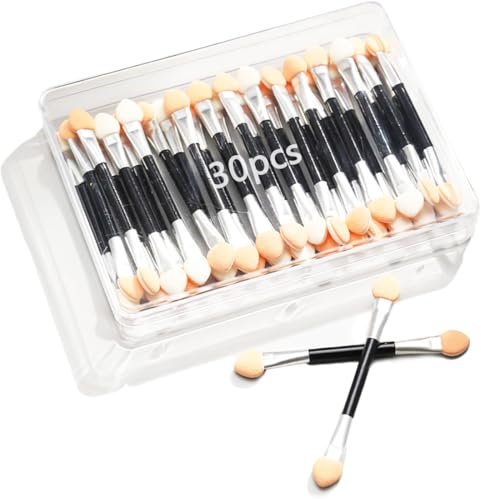 30 pièces pinceau ombre à paupières, éponge pinceau ombre à paupières dans la boîte, pinceau ombre à paupières, duo de peinture pour le visage, applicateur d'ombre à paupières jetable