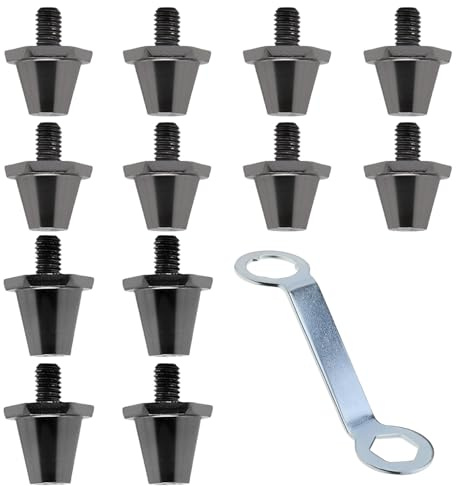 Artanchao 12 Pezzi Tacchetti Ferro Calcio in Alluminio, Compatibili con Nike, Puma, Umbro e Mizuno, Filettatura M5, 8 x 11 mm e 4 x 13 mm, con Chiave Inclusa