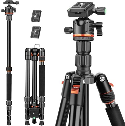 Victiv Treppiede Fotocamera e Smartphone 194cm, Cavalletto Fotografico per Sony Canon Nikon Compatto da Viaggio, Treppiede Reflex in Alluminio Premium Supporta la Fotografia Panoramica a 360°