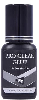 QBS Pro Clear Glue Sensitive for Eyebrow Extensions, 2–3 Sec Dry Time, 3g | Professional Clear Lash Extension Glue for Colour and Glitter Lashes, Low Fume Formula, 2 Week Retention