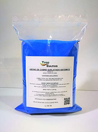 Quelato de Cobre para Plantas SISTEMICO Eco. 250 Gramos. Corrector carencia de Cobre. (hasta 300 litros de tratamiento)