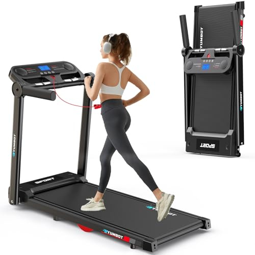 YUMBOT Elektrisches Laufband,Klappbares Laufband für Zuhause bis 12 km/h,mit LED-Anzeige und 360° Tablet Holder,kompakte Walking Pad Klein für Zuhause und Büro