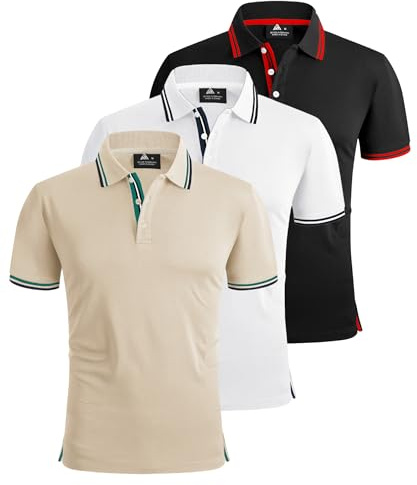 ZITY 3 Pack Mens Polo Shirts Short Sleeve Golf Polo Shirts for Men Adult Outdoor Breathable T Shirt Work Multipack Tee Sports Tennis Tops