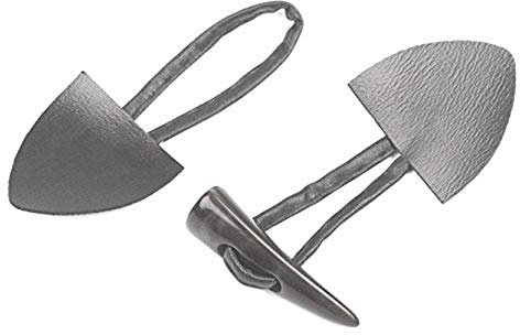 5 x Keilknopf Knebelknopf Knopf Rohling mit Verschluss grau *NEU