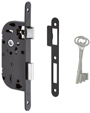 METALUX série 670 NF - Serrure à encastrer Réversible sans démontage avec Gâche et Clé L Porte de chambre | Porte de Toilettes | Porte de salle de bain | Porte de bureau (Axe 50)