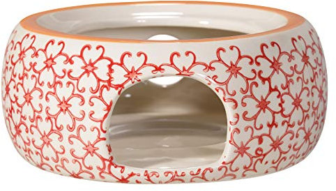 Bloomingville Stövchen Carla Express Retro Teewärmer Vintage Kannenwärmer ø 14,5 cm, rot, Keramik