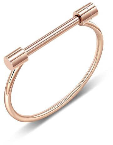 AILUOR Edelstahl D Form Armband Bar Schraube Armreif, Schäkel Hufeisen Neuheit Mode Armreif Armband Schmuck für Männer (Roségold)