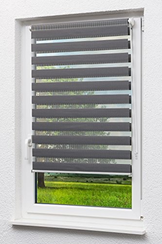 LYSEL Doppelrollo mit Trägerprofil (B x H) 60cm x 150cm in grau/anthrazit, zum Klemmen und Schrauben