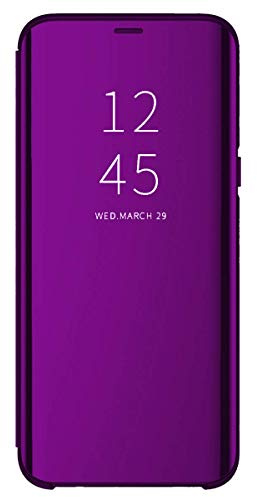 Etui Samsung S10 Miroir Clear View Flip PC 360° Complète Protection Coques avec Fonction Stand Anti-Choc Anti-Rayures Housse pour Smartphone Galaxy S10 2019 6.1 Pouces (Violet Foncé, Galaxy S10e)