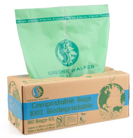 Greener Walker 100% compostable Biodegradable 10L Bolsa Basura Alimentos Cocina Bolsas de basura-150 Bolsas