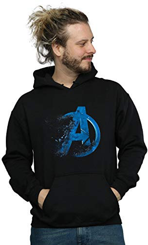 Marvel Men's Avengers Endgame Dusted Logo Hoodie Black Large