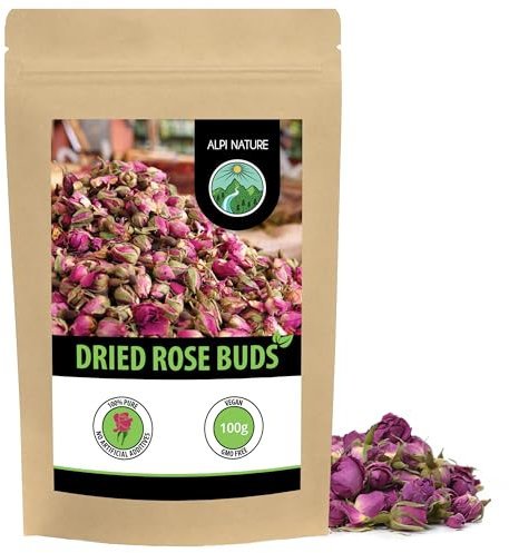 Rosenblüten getrocknet 100g von Alpi Nature, Rosenblüten Tee, Rosentee, ganze Rosenknospen getrocknet, Rosen Tee lose