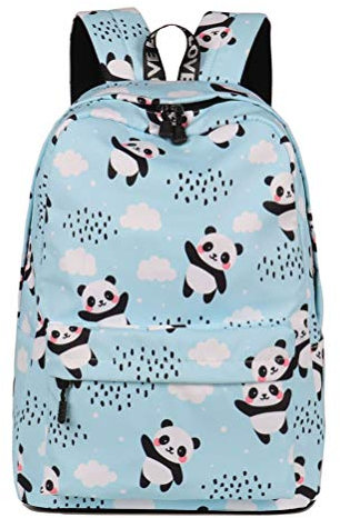 Znvmi Kinder Rucksack Schultasche Mädchen Teen Schulrucksack Schön Panda Wasserdicht Freizeitrucksack Daypack - Blau