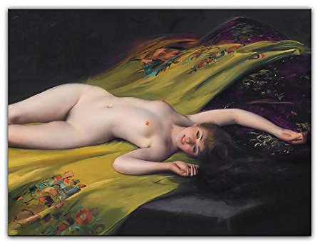 Kunstdruck Poster - Luis Ricardo Falero Liegender Akt 80x60 cm ca. A1 - Alte Meister Bild ohne Rahmen