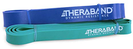 THERABAND High Resistance Bänder – 2er-Set (Grün & Blau) – Super Widerstandsbänder für Flexibilität, Reha & Ganzkörpertraining – Elastikbänder für Muskelaufbau & Stretching