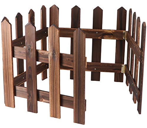 DOITOOL Recinzione Albero di Natale - 120 CM Steccato Natalizio in Legno, Marrone Scuro con Effetto Naturale, Pieghevole Recinto Albero di Natale Bambini per Natale, Giardino