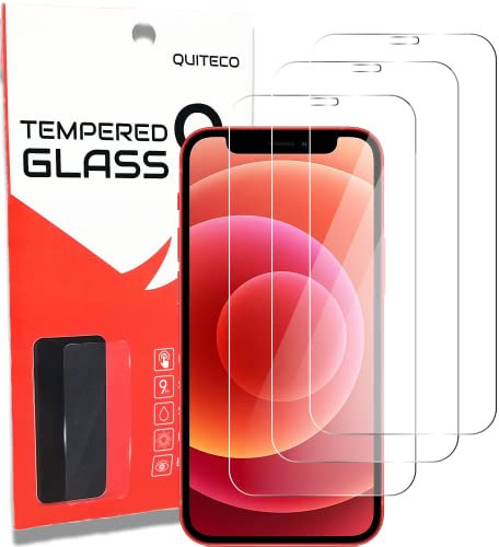 QUITECO Panzer Schutz Glas für iPhone 12 Mini [3 Stück] Schutzfolie Glas Display Panzerfolie Schutzglas