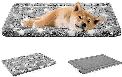 EMPSIGN Hundebett Mittelgroße Hunde, Waschbar Hundekissen (kühl und warm), Hundematte aus hochdichtem Schaumstoff für Käfige, grau, 76x51x2.8cm