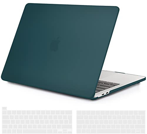 TECOOL Hülle Kompatibel mit MacBook Pro 13 Zoll 2016-2022 (M2 M1 A2338/A2289/A2251/A2159/A1989/A1706/A1708), Ultradünne Schutzhülle Hartschale Case mit Tastaturschutz (EU), Dunkeltürkis