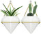 Bhina 2 Piezas Jardineras Pared Diamantes,Jardinera Cerámica Colgar Pared,Jarrones Pared Geométricos,con Gancho, Apto para Suculentas, Plantas De Aire, Mini Cactus, Plantas Artificiales