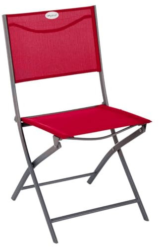 Hespéride - Lot de 4 Chaises de Jardin Pliantes Modula Grenade - Acier Traité Epoxy Texaline - Dim 46 x 52 x 87 cm - Meuble d'Extérieur Pliable