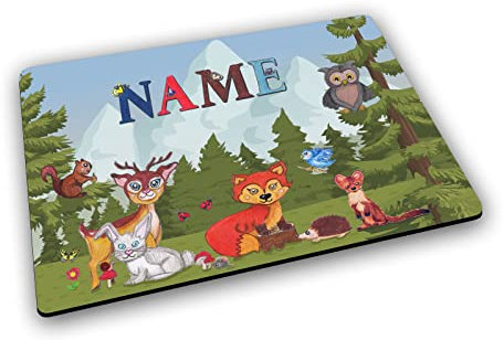 Textil Tischset mit Name/Gummirückseite/Platzdeckchen Platzset/personalisiert (Waldtiere)