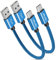 JALIXI Short USB C Cable 30CM, USB to USB C Cable Fast Charging Nylon for iPhone 16/15 Pro Max, Samsung Galaxy S24 S23 S22 S10 S9 A55 A54 A53 A35 A25 A15 A14, Car Charger, Android Auto, Blue