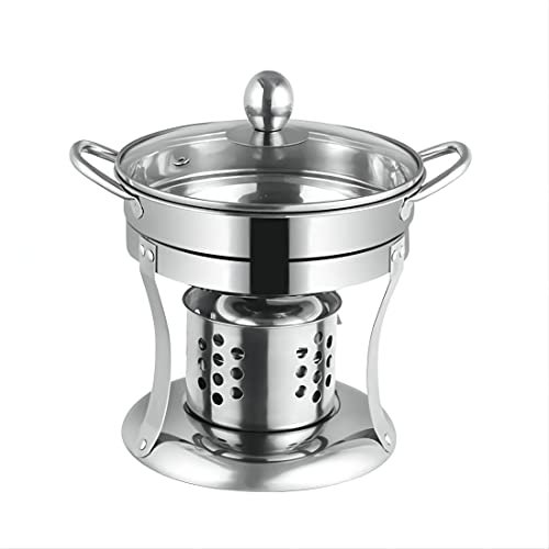 MOUMOUTEN Fondueset, Edelstahl Alkoholkocher,Brennpaste Fondue, Dicker Stahlgeist für Shabu (Glasabdeckung Rohrohrofen) (19.3cm)