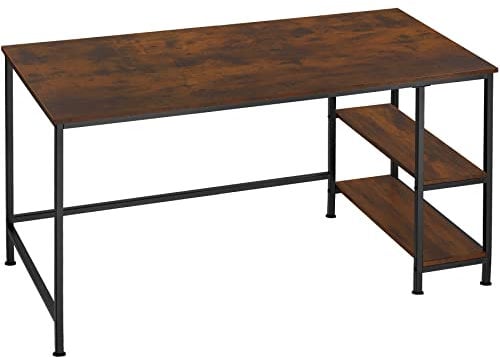 tectake® Industrial Bürotisch mit 2X Ablage Schreibtisch, 85,5 x 46,5 x 140 cm, Computertisch, PC Tisch, Gaming Desk, Arbeitstisch, Möbel für Arbeitszimmer, Industrial Dunkelbraun