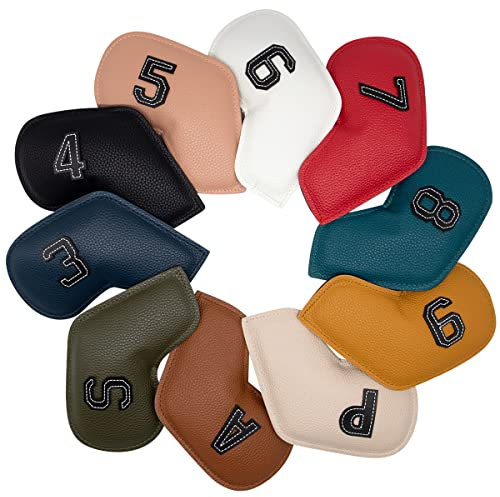 SHABIER 10Pcs/Set Number Golf Iron Cover Headcover Colorful Golf Iron Head Covers (3-9 APS)